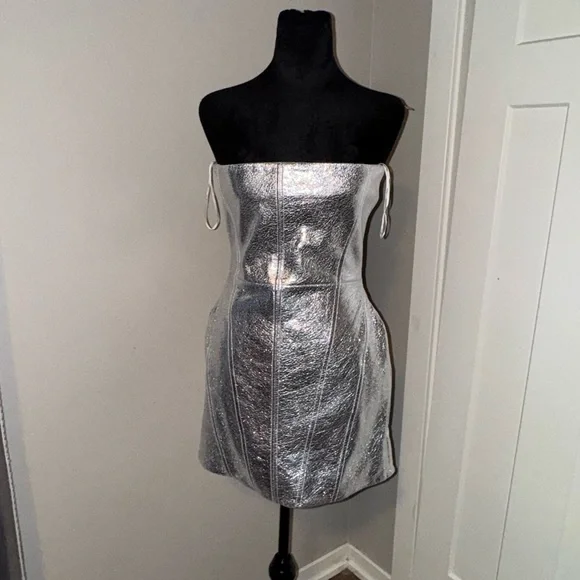 Retrofete Silver Strapless Mini Dress - Picture 9 of 10